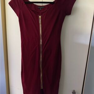 Bardot Burgundy Dress with Gold Zipper